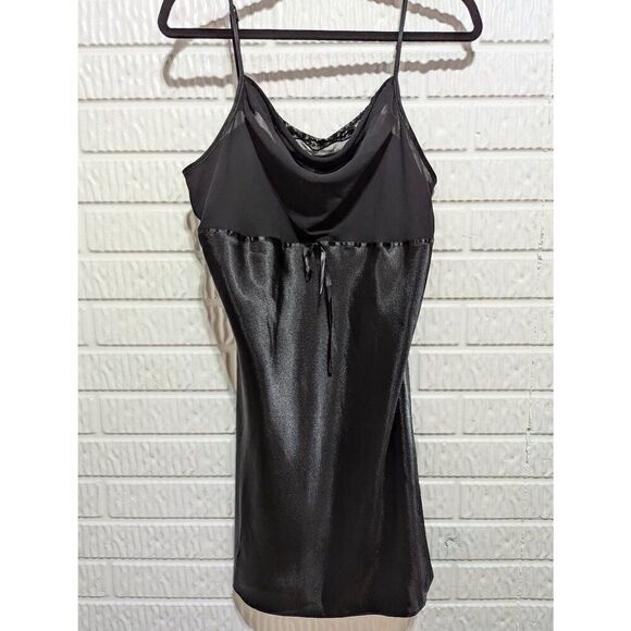 Delicates Women's Black Adjustable Strap Solid Draped Nightgown Nightie Large - Picture 1 of 7